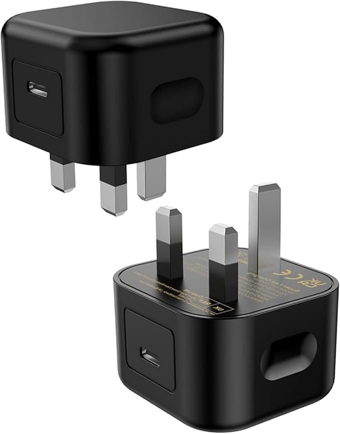 USB C Fast Charger Plug 25W,2-Pack PD Power Adapter for phone, Ultra-Portable USB C Wall Charger UK -Balck<br>