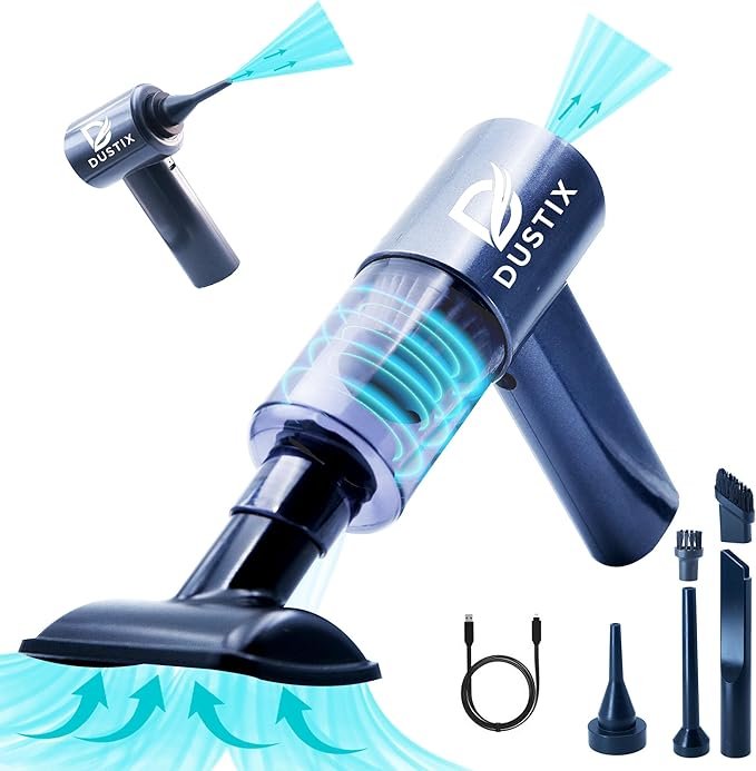 Dustix Handheld Car Vacuum Cleaner Cordless, Powerful 10000PA Dual Gear Suction, Portable, Lightweight & Mini Vacuum, Car Hoover, 4000mAh, Car, Office, Home & Kitchen Essentials for Cleaning & Blowing<br>