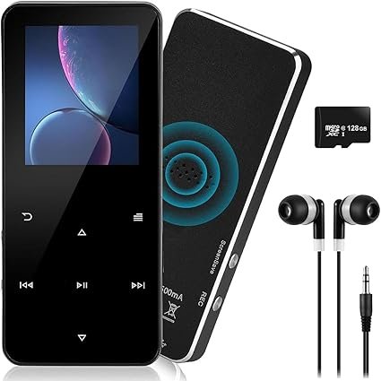 144GB MP3 Player with Bluetooth 5.2 Portable Multi-Function Music Player with HD Speaker,FM Radio, Voice Recorder, E-Book, HiFi Sound, Slim Design Metal Shell (Earphones Included)<br>