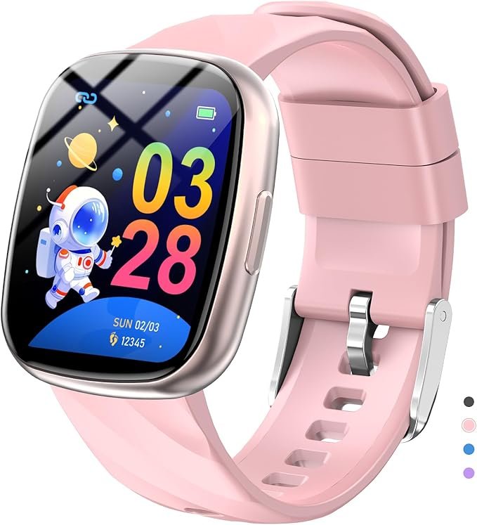 Ucani Kids Smart Watch 6-16 Years - IP68 Waterproof Fitness Tracker, 1.75" Touch Screen, Heart Rate & Sleep Monitor, 100+ Sports Modes, Gift for Girls Boys (Bright Pink)<br>