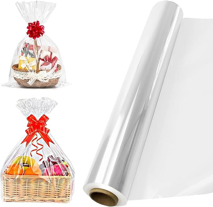 Ultra-Clear Cellophane Wrap Roll – 30M x 40CM | Heavy-Duty, Waterproof & Tear-Resistant | Food-Safe Cello Film for Christmas Hampers, Florist Bouquets, Gift Baskets & DIY Wrapping