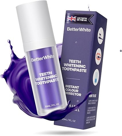 Betterwhite Purple Teeth Whitening Toothpaste for Yellow Teeth | Colour Corrector with Stain Removal | Enamel Safe, Gentle Daily Use, Brightening Purple Toothpaste for a Natural White Smile - 30ml<br>