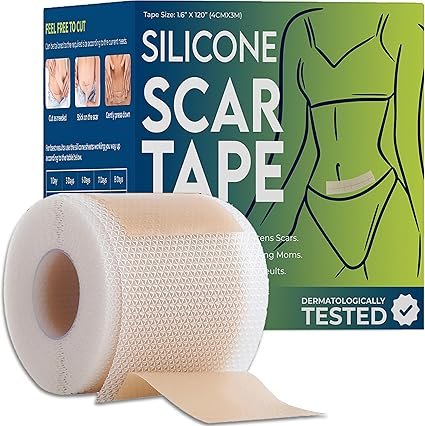Silicone Scar Sheets, Medical Grade Silicone Scar Tape (1.6" x 120"Roll-3M), Professional Scar Removal Treatment, Reusable, for Healing Keloids, Surgeries Scars, C-Sections, and Burns<br>