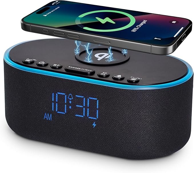 Wireless Charging Alarm Clock Radio Charger